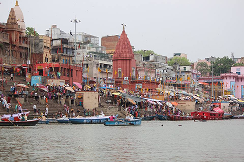 Varanasi river shoreline.